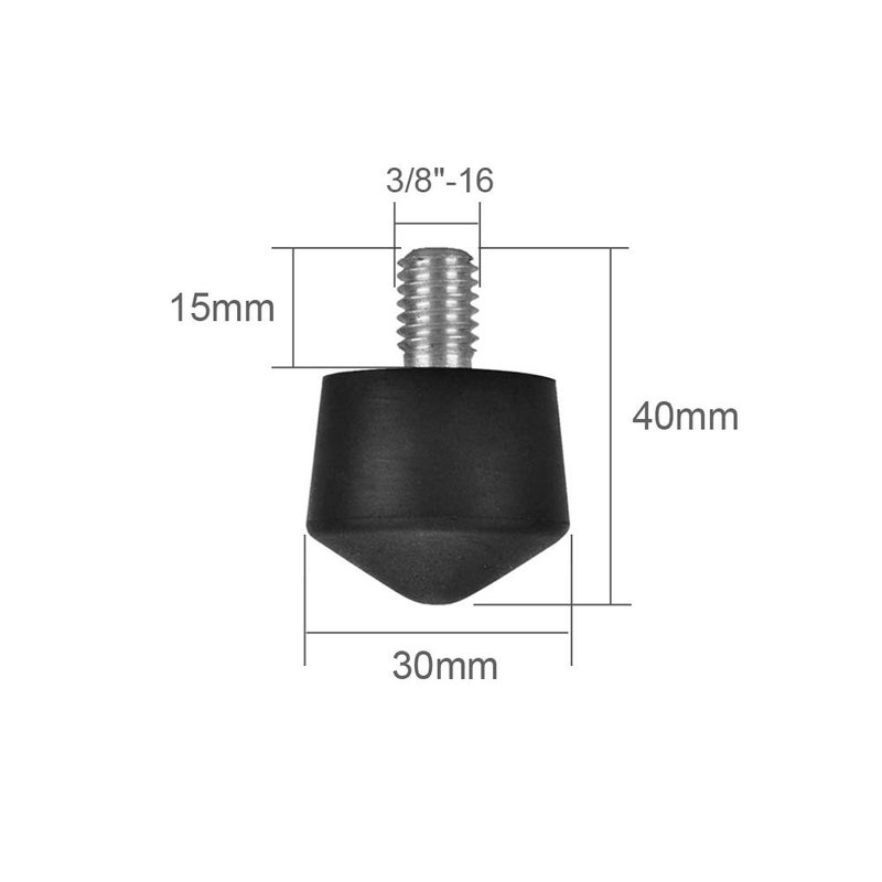 Foto&Tech Universal Anti-Slip 3/8" Rubber Foot Spike Compatible with Andoer Benro Gitzo Induro Kingjoy Manfrotto Weifeng RRS 3/8"-16 Thread Tripod Monopod on Smooth Uneven Surface 30mm x 40mm (3 PCS) - Image 2